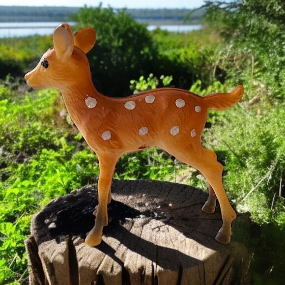 Vintage Reindeer Figure Mini Plastic Celluloid MCM Christmas Holiday Diorama - Picture 15 of 15